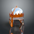 Ancient Warrior Helmet With Silver Gold Finish Crested Top And Red Accent For Medieval Warfare