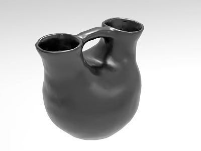 Black Double Mouthed Ceramic Vase Decorative Ornament Set For Modern Home Decor 3d model