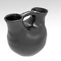 Black Double Mouthed Ceramic Vase Decorative Ornament Set For Modern Home Decor