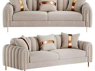 Light Luxury Double Sofa 3d model