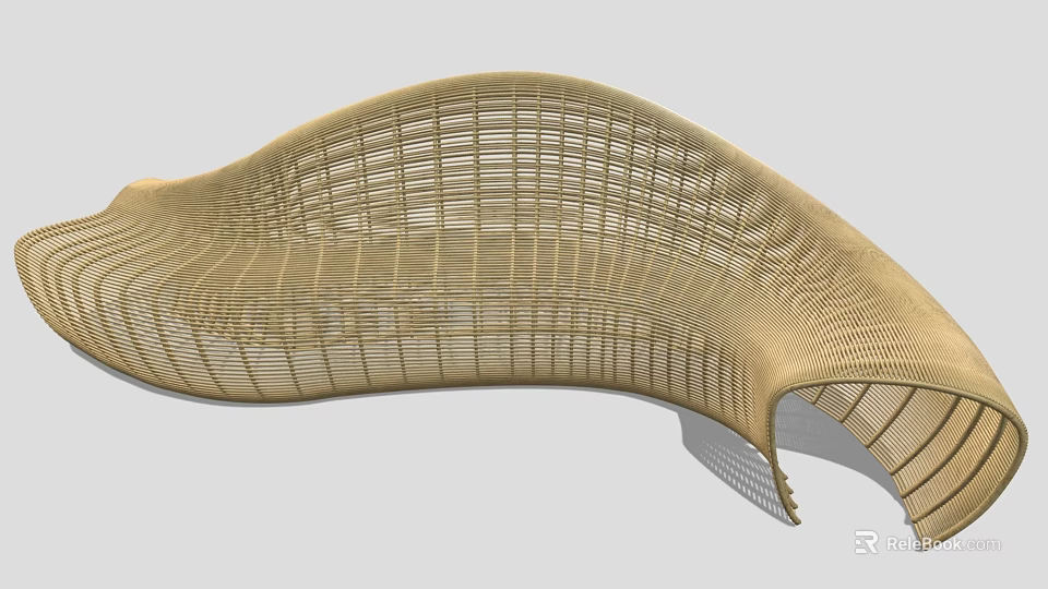 Stylish Curved Woven Outdoor Chair With Streamlined Design And Mesh Structure 3d model 