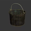 Vintage Metal Bucket With Rustic Copper Green Patina And Weathered Wooden Handle