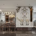Modern Living And Dining Area Interior With Sofa Dining Table Shelves And Plants