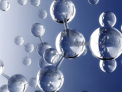 Modern Medical Devices with Transparent Molecular Structure on Blue Background 3d model Modern Medical Devices with Transparent Molecular Structure on Blue Background 3d model