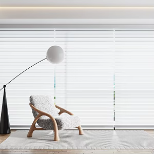 Modern venetian blinds blackout curtain metal single chair floor lamp 3d model