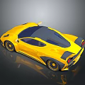 Yellow Sports Car With Streamlined Body And Black Roof In 3D Rendering