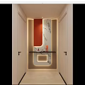 Cream Simple Style Rock Board Light Strip Hermes Orange Corridor End View Entrance 3d model