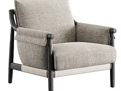 Modern Gray Linen Accent Chair With Black Wooden Frame And Comfortable Design 3d model