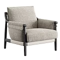 Modern Gray Linen Accent Chair With Black Wooden Frame And Comfortable Design