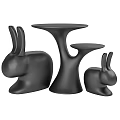 Black Rabbit Shaped Children's Table Set With Small And Large Designs 3d model