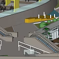 Modern Public Building Design With Curved Roof Glass Facade Surrounding Road Greenery And Vehicles