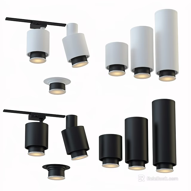 Modern Design Downlights and Spotlights With White Black Recessed Track LED Lighting 3d model 
