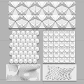 White 3D Geometric Wall Decor with Diamond Hexagon and Circle Patterns for Home Interior 3d model