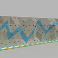 Indoor Climbing Wall For Sports Training With Colorful Holds Blue Routes And Safety Mats