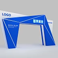 Blue Geometric Event Entrance with ZhiXiang Technology Logo and Welcome Sign