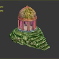 Architectural Domed Building With Columns Green Vines On Dome Rocky Base And Steps