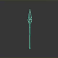 Trident Weapon With Metal Head Wooden Shaft And Bottom Metal Decoration