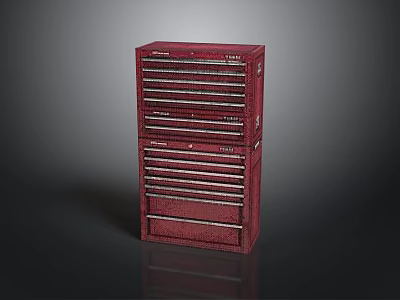 Red Multi Drawer Storage Cabinet With Metal Frame And Lockable Drawers 3d model