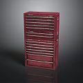 Red Multi Drawer Storage Cabinet With Metal Frame And Lockable Drawers