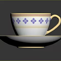 Elegant Porcelain Teacup With Saucer White Base Blue Floral Patterns And Gold Rim