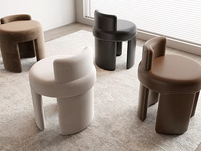 Stylish Modern Sofa Stools With Various Colors And Curved Design For Living Room 3d model