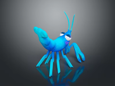 Blue Cartoon Crab Shaped Household Decor Toy With Big Eyes And Claws 3d model