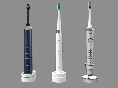 Different Colored Electric Toothbrushes With Charging Bases And Modern Designs 3d model
