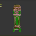Green Grandfather Clock With Gold Carved Details And Round Face Furniture