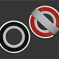 Household Bearings With Silver Blue And Red Rings Stacked On Surface