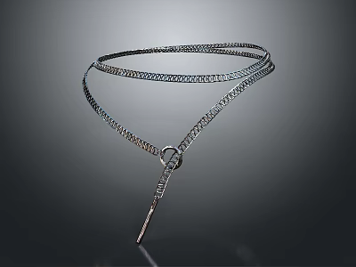 Elegant Silver Necklace With Intertwined Chain And Decorative Pendant Design 3d model