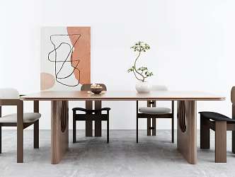 Middle Style Dining Table and Chair Restaurant 3d model