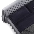 Modern Tufted Bed With Pleated Skirt And Navy Bedding