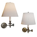 Classic Wall Lamp With White Pleated Lampshade And Brass Base 3d model