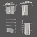 Bathroom Hardware Tools Featuring Wall Mounted Black Metal Towel Racks And Shelves 3d model
