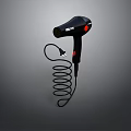 Daily Electrical Appliance Black Hair Dryer With Coiled Cord And Modern Design