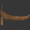 Traditional Handmade Wooden Rowing Boat With Oars And Slatted Wooden Seats