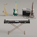 Modern Musical Instrument Electronic Piano Guitar Electric Guitar 3d model