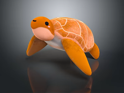 Orange Reptile Turtle Plush Toy With Textured Shell And Smooth Surface 3d model