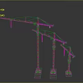 Three Red Construction Cranes With Different Sizes For Building Construction Sites 3d model
