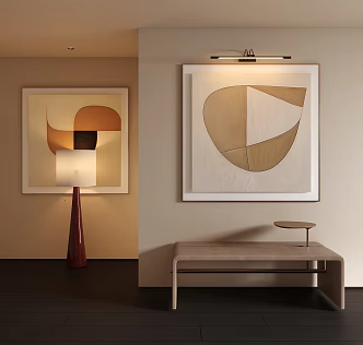 Cream Style Oil Painting Texture Painting Abstract Painting Square Art Hanging Painting Shoe Changing Stool Floor Lamp 3d model