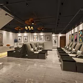 Modern Beauty Hair Salon Interior Design With Comfortable Chairs And Art Paintings