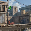 Weathered Urban Building Components With Stone Walls Iron Doors Barred Windows And Arched Structures