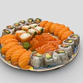 Assorted Fresh Sushi Platter with Salmon Avocado and Crab Rolls