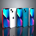 Apple Smartphones In Various Colors With Colorful Screen Display And Reflections