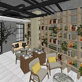 Modern Sales Office Interior Design With Comfortable Sofas Tables Chairs And Green Plants