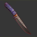 Handcrafted Decorative Knife With Purple Handle Colorful Accents And Engraved Steel Blade