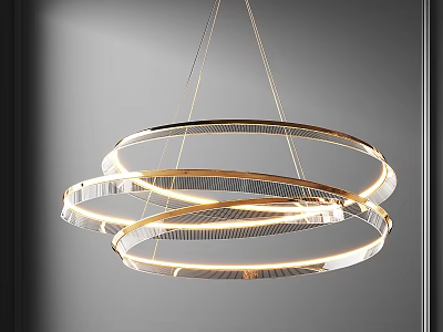 Modern Circular Ring Chandelier With Layered Metal Frame And Illuminated Design 3d model