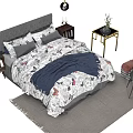 Modern Double Bed Interior With Upholstered Headboard Bedding Chair And Side Table