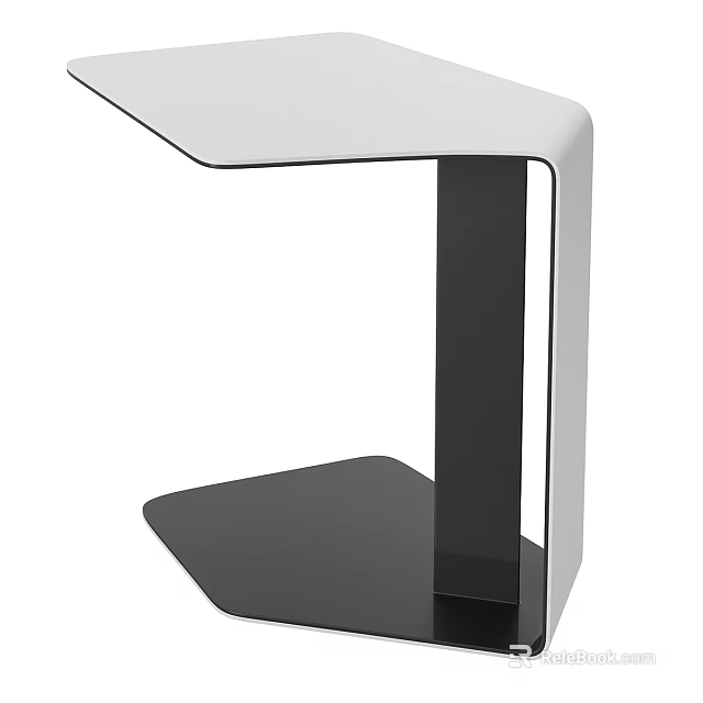Modern Minimalist Side Table With White Top And Black Metal Frame Design 3d model