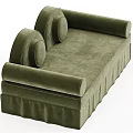 Green Two Seater Sofa with Circular Back Cushions Rounded Armrests and Skirted Base 3d model